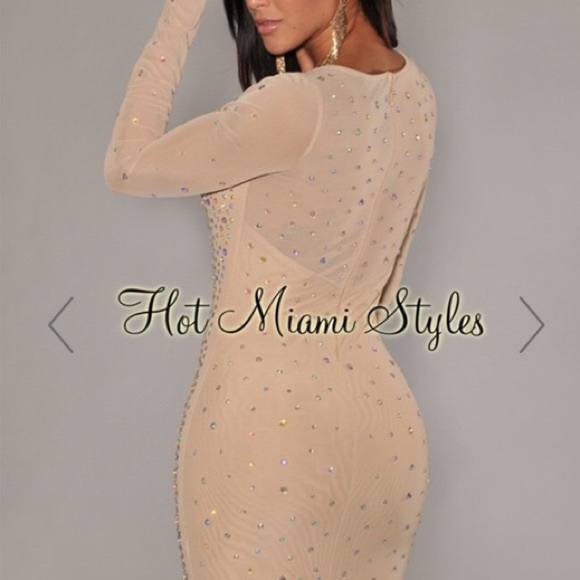 Hot Miami style (0223) Jeweled Dress - sparkly rhinestone, strass, new year - Picture 5 of 8